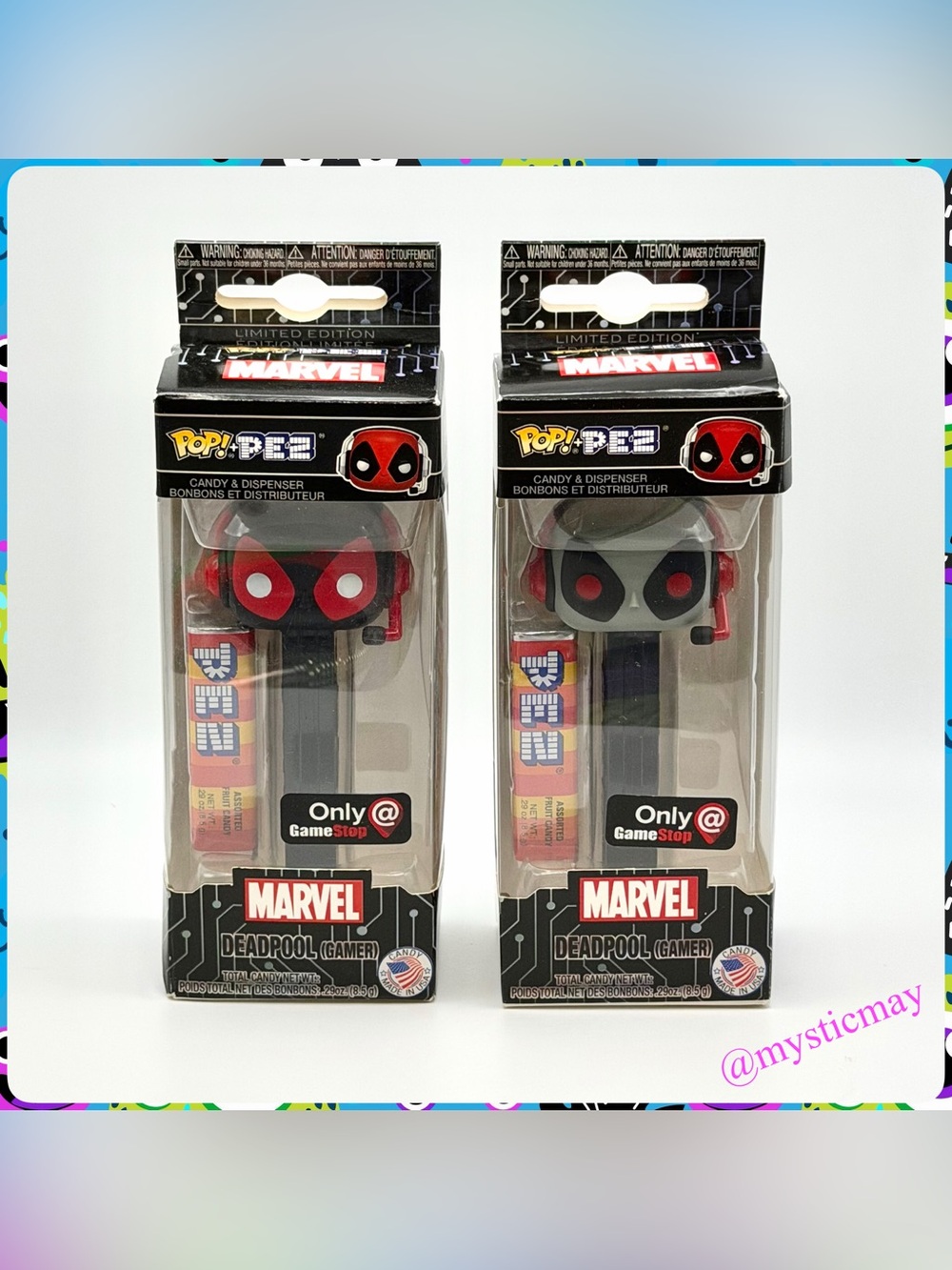 Lot 2 Limited Edition 2019 FUNKO POP Black & Gray DEADPOOL GAMER PEZ DISPENSERS